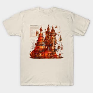 Steampunk Victorian Fantasy Art Nouveau Castle T-Shirt